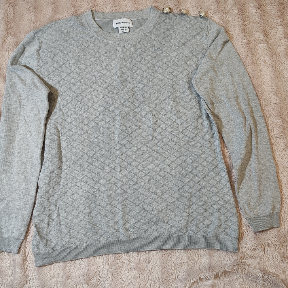 Women's Gray Sweater with Button Detail